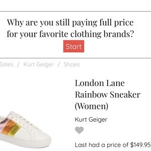 Kurt Geiger London Lane Rainbow Sneaker size 10